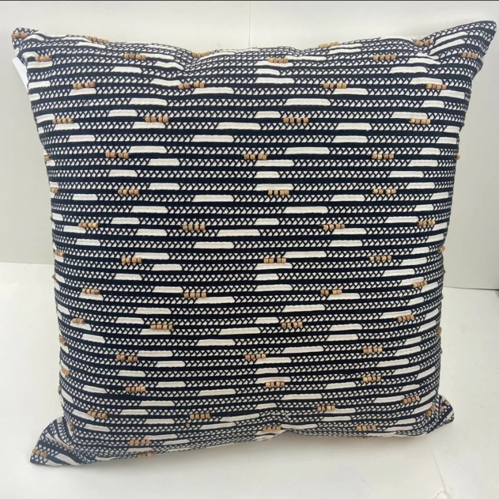 Hotel Collection Global Stripe Linen 22” Square Decorative Pillow